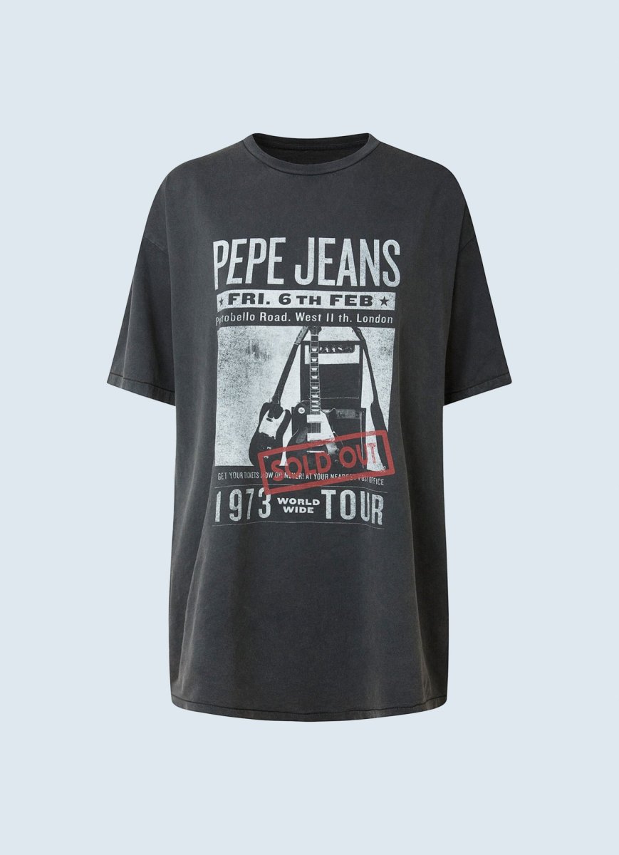 Pepe Jeans, DIANES ROCK GIG T-SHIRT, DLOUHE FOTO A LOGO TRIČKO, dámské