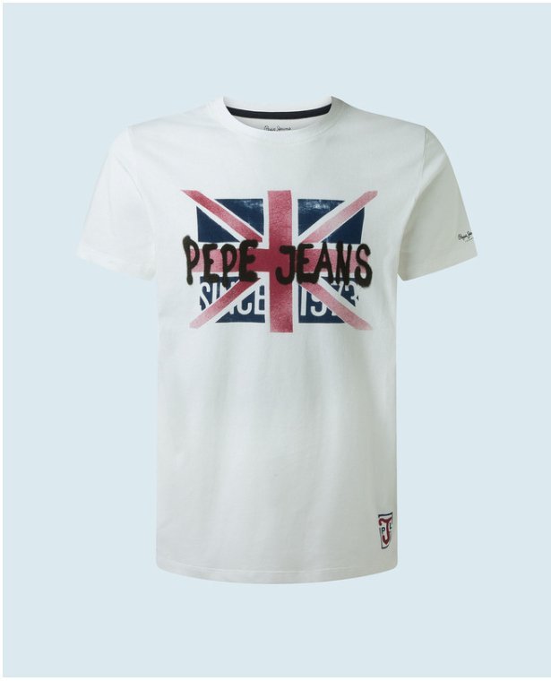 Pepe Jeans, TRIČKO ROLAND FLAG A LOGO, pánská trička 