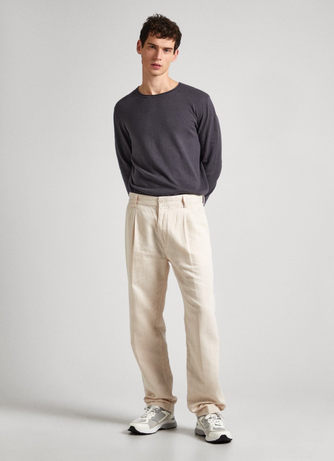 RELAXED PLEATED LINEN PANTS - 2